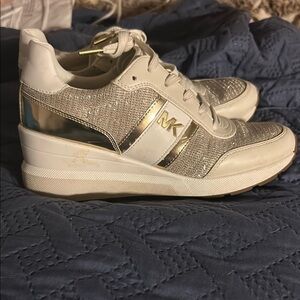 Michael Kors Women's Metallic Gold and White Sneakers